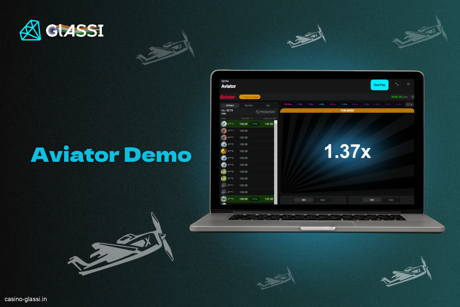 Indian players can play the aviator demo at Glassi Casino