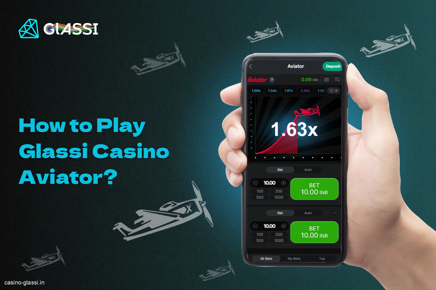 At Glassi Casino, players from India can play Aviator following simple game mechanics