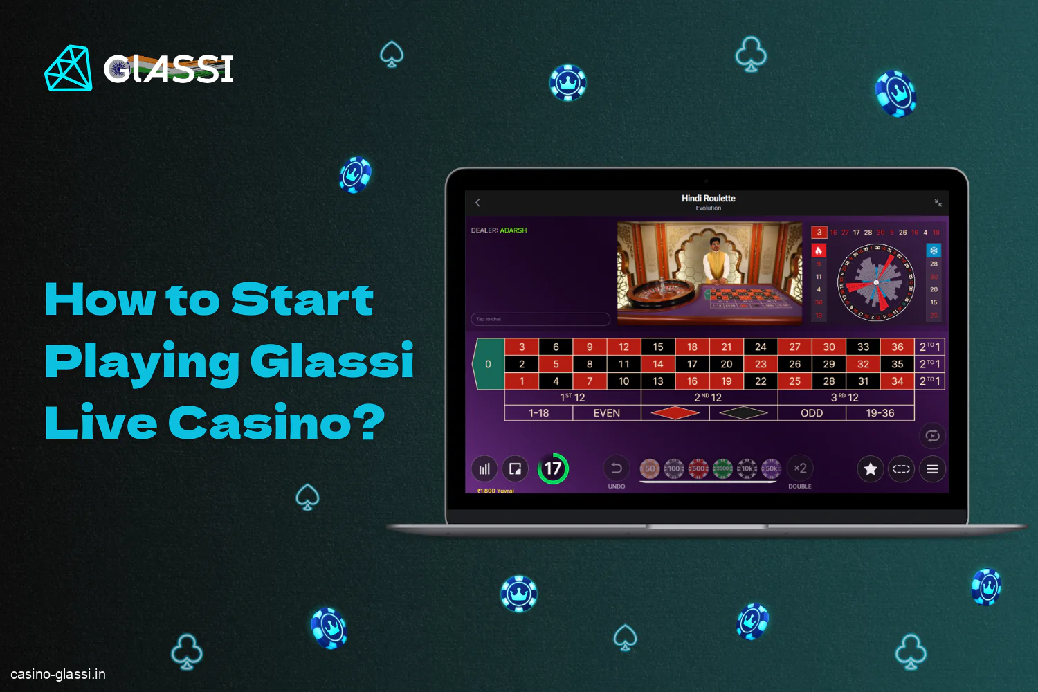 To start playing at Glassi Live Casino, Indian players should follow the instructions below