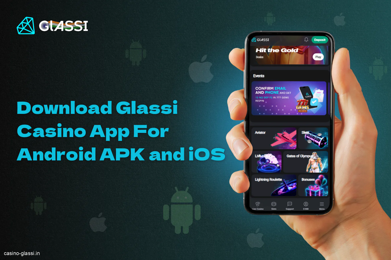 Glassi Casino android apk and ios app is available for download for users from India