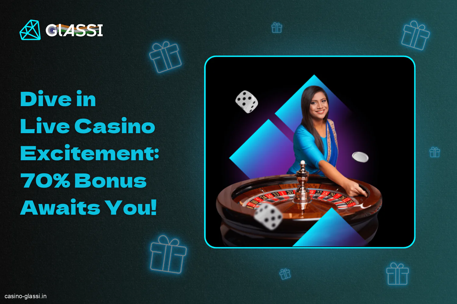 70% bonus awaits players from India at Glassi live casino