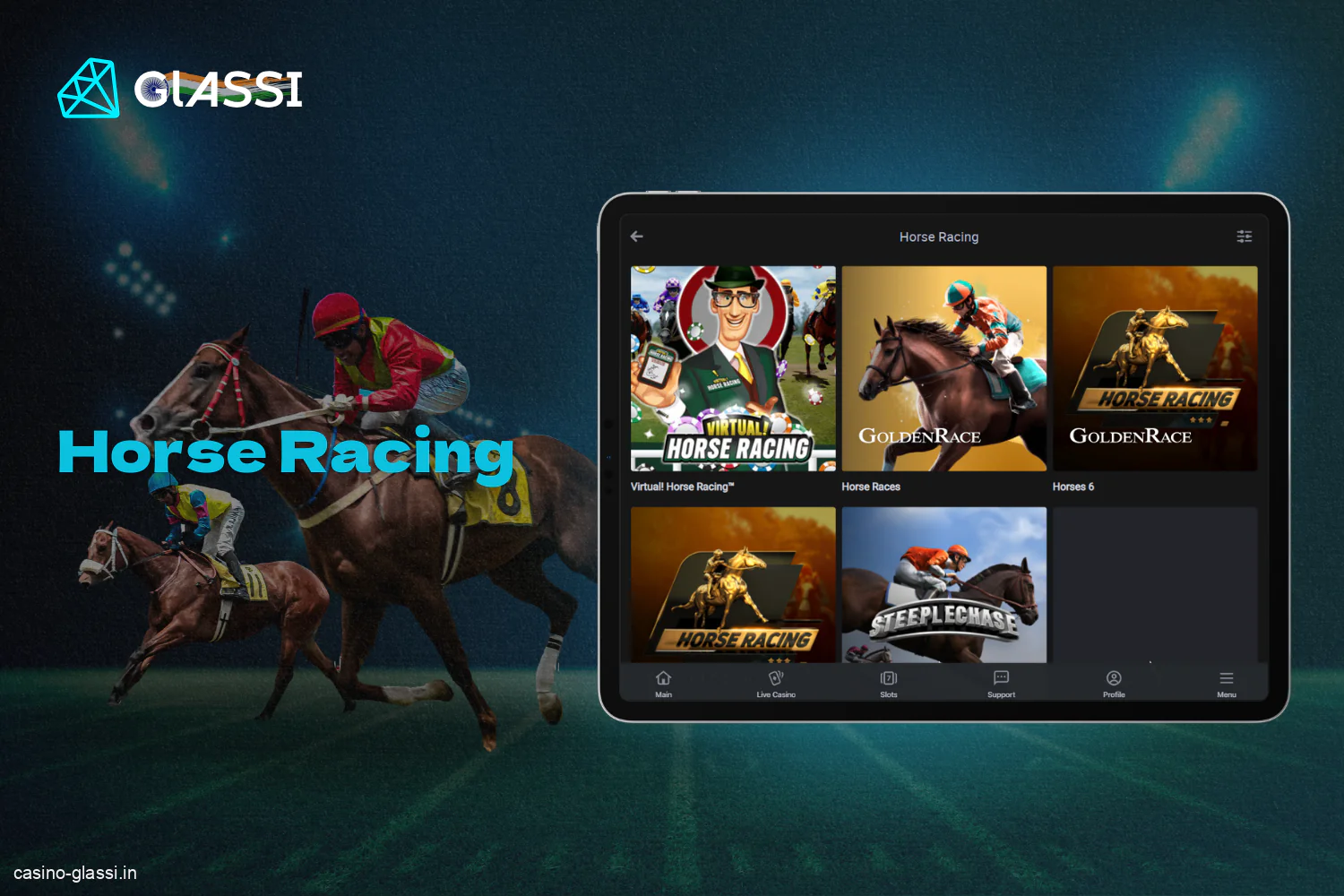 Glassi casino for Indian users has a section with a variety of horse racing options