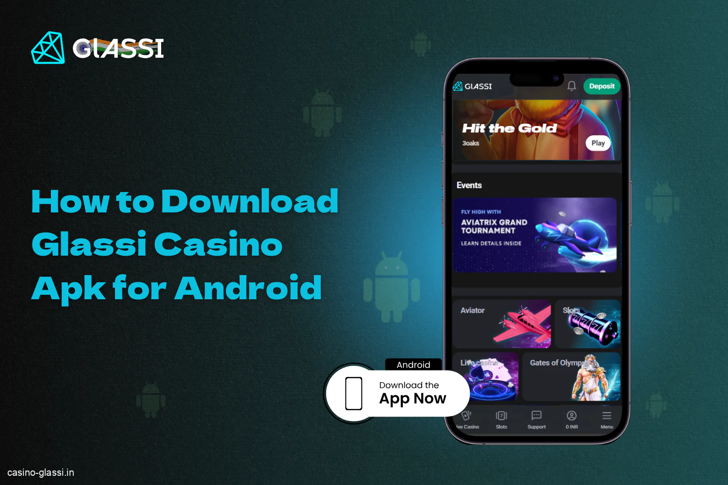 To download the Glassi casino mobile app for android in India on your smartphone, follow the instructions below