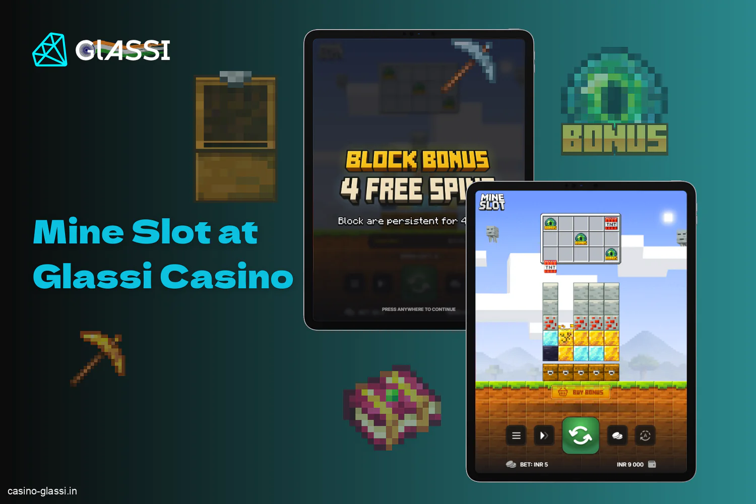 The online game Mine Slot at Glassi Casino is one of the popular pixel-style games for Indian players
